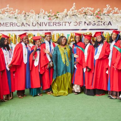 Stephanie Busari and the graduating chibok girls AUN commencement